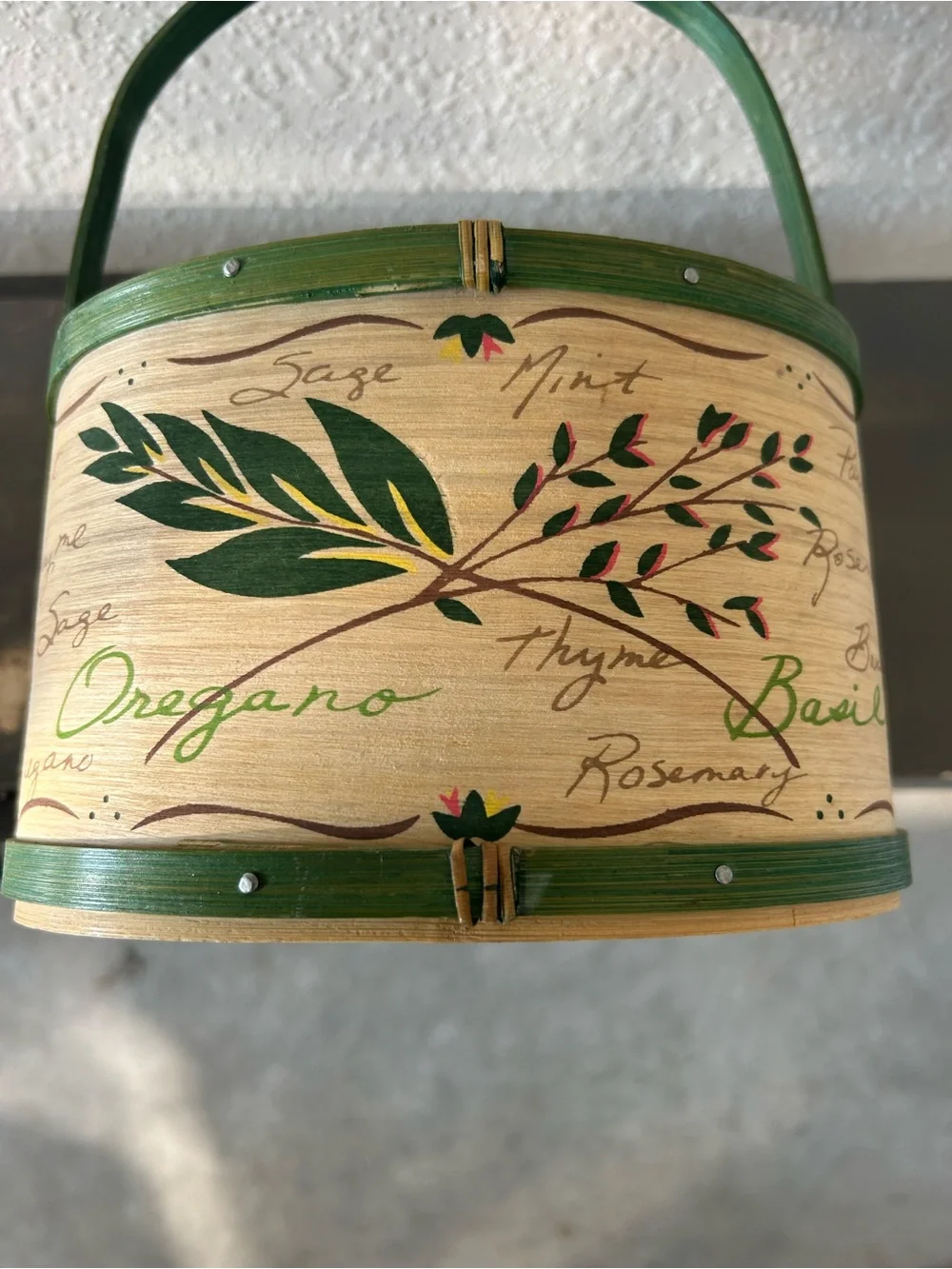Hand-Painted Green Herb Basket - Home Accents